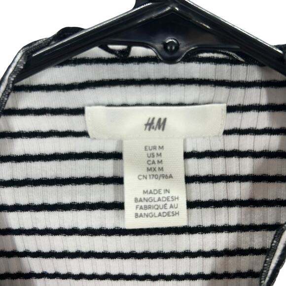 H&M Striped Lettuce Hem Ribbed‎ Long Sleeve Tee Top M - Picture 5 of 5